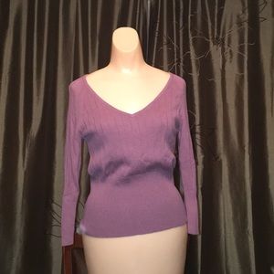 Lavender NINE WEST V-Neck Sweater Sz Small